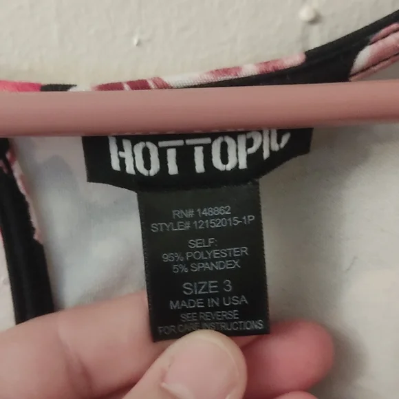 Plus Size Hot Topic Floral Skater Dress with Pink Roses - Picture 3 of 3